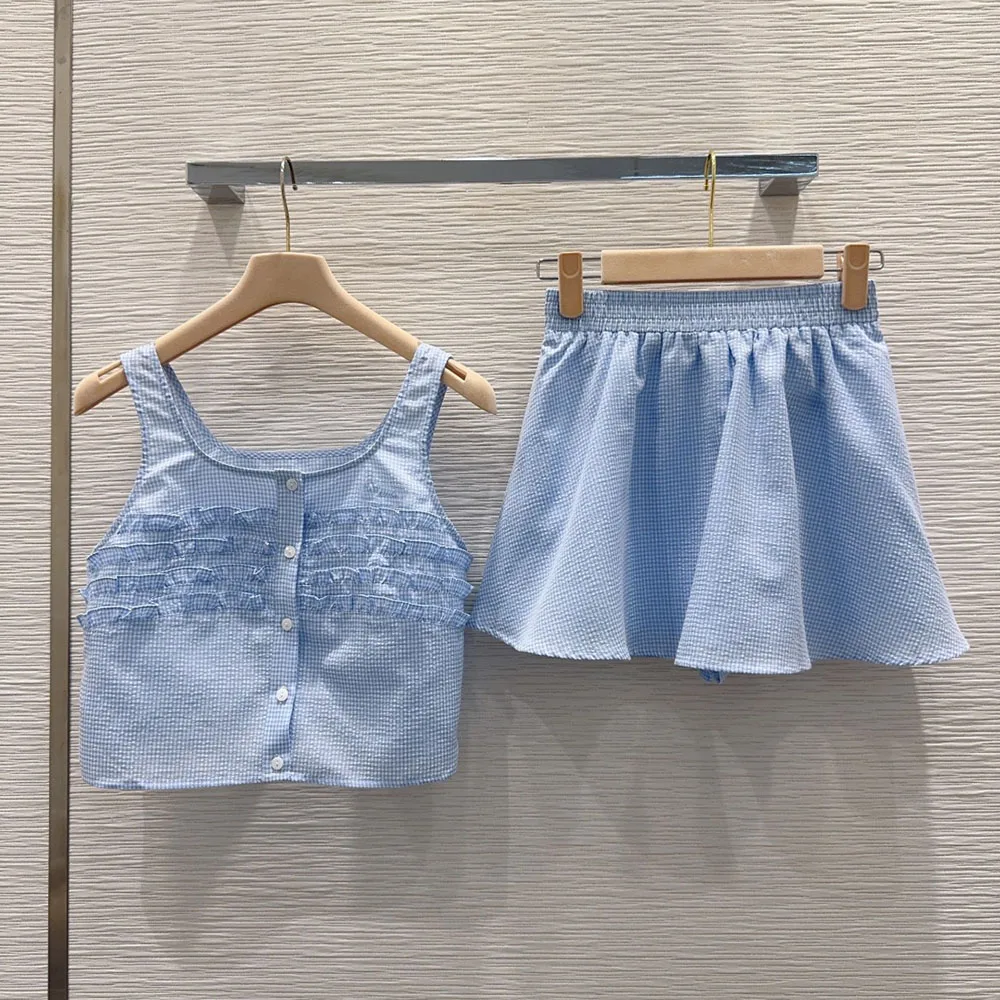 High-quality 2026 new solid-color camisole top and mini skirt set, summer fashionable ladies' two-piece set xy2651129
High-quality 2026 new solid-color camisole top and mini skirt set, summer fashionable ladies' two-piece set xy2651129