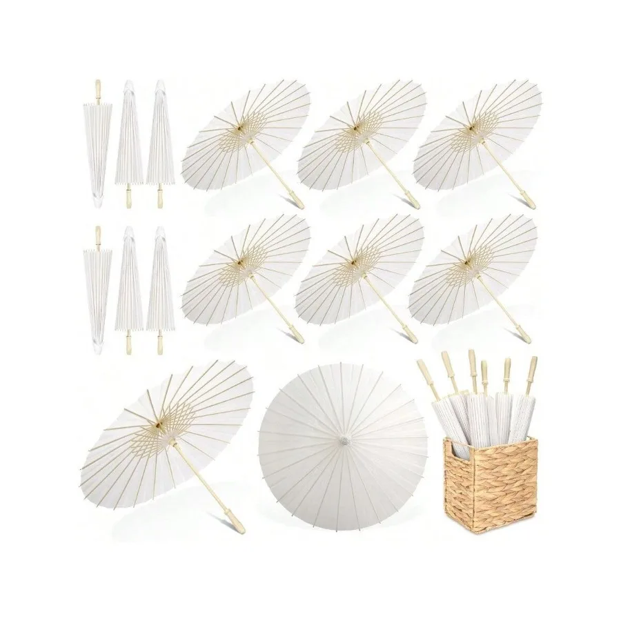 Aodaer 12 Pieces Wedding Paper Umbrellas 23.6 Inch White Decorative Chinese Japanese Parasol Umbrella Crafts Vintage DIY Painti
Aodaer 12 Pieces Wedding Paper Umbrellas 23.6 Inch White Decorative Chinese Japanese Parasol Umbrella Crafts Vintage DIY Painti