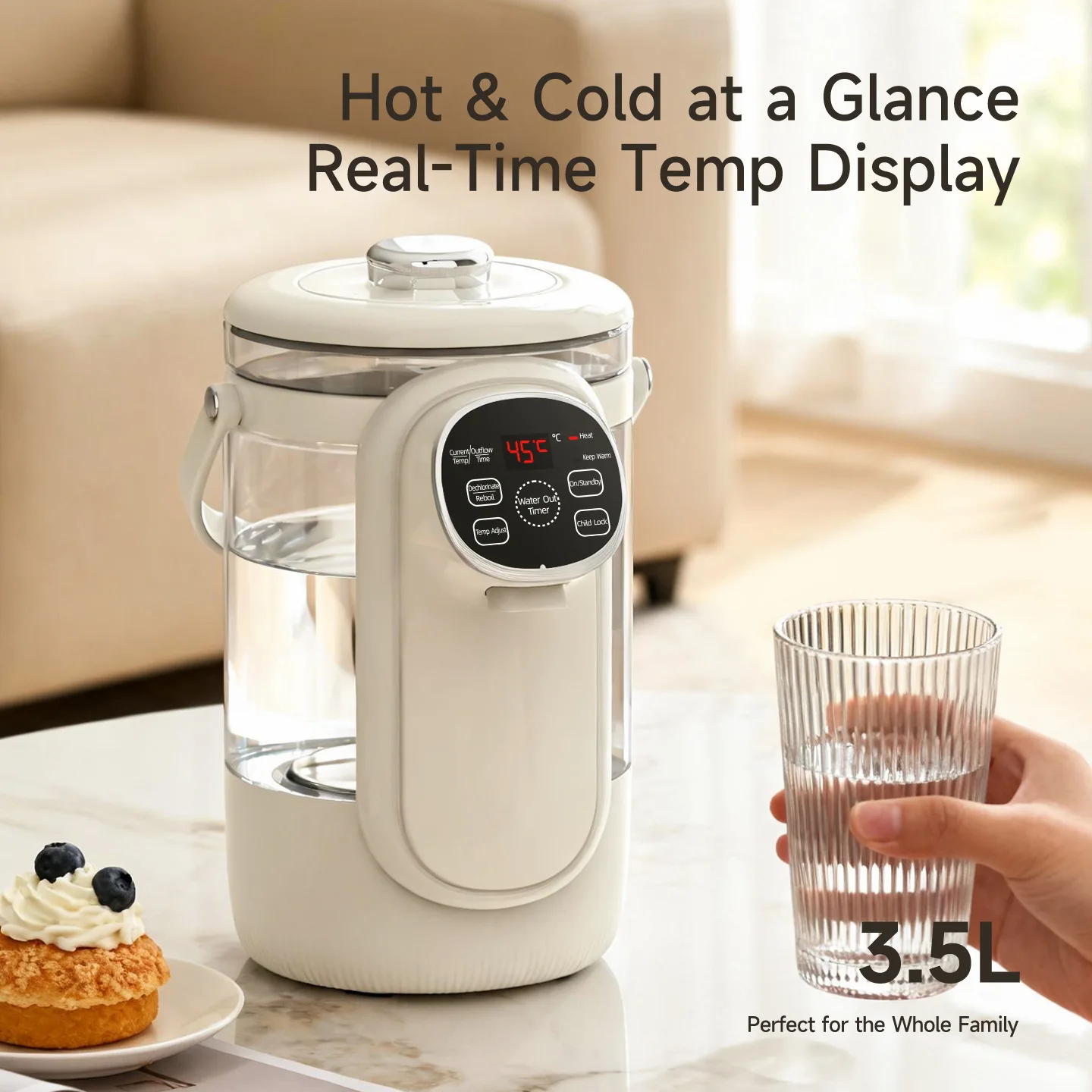 3.5L Electric Hot Water Dispenser Thermo Kettle 40-95℃ Adjustable Temperature Digital LED Display 24H Constant Keep Warm One-Tou
3.5L Electric Hot Water Dispenser Thermo Kettle 40-95℃ Adjustable Temperature Digital LED Display 24H Constant Keep Warm One-Tou