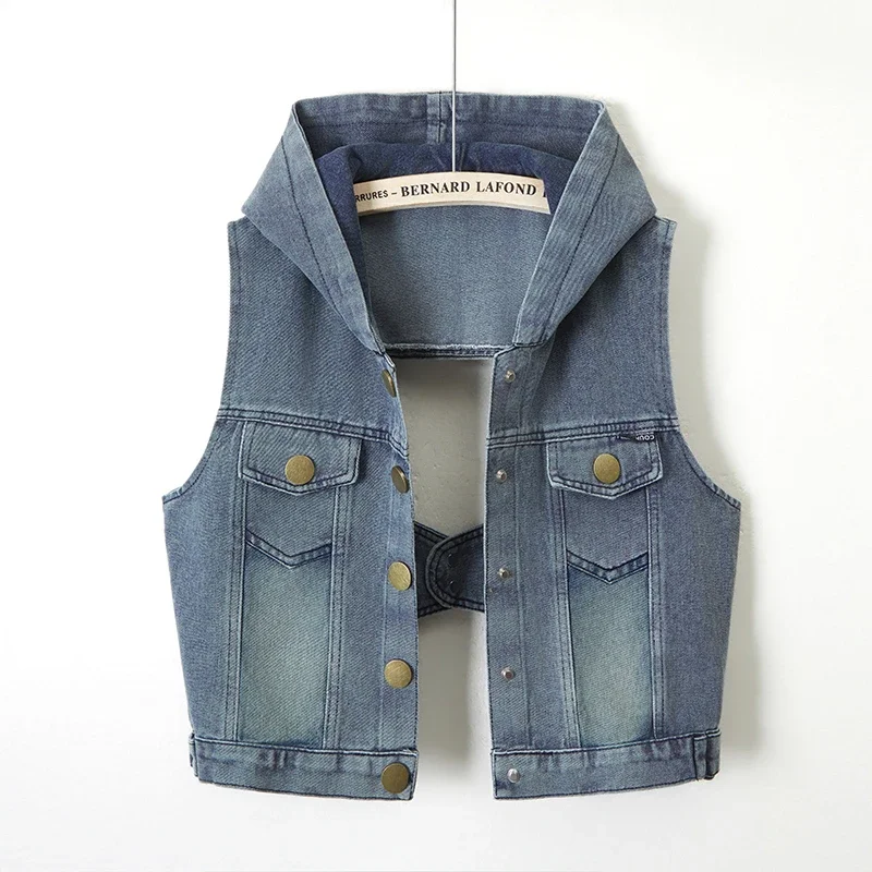 Hooded 2025 Women's Autumn Backless Fashionable Button Solid Color Slim Denim Vest
Hooded 2025 Women's Autumn Backless Fashionable Button Solid Color Slim Denim Vest