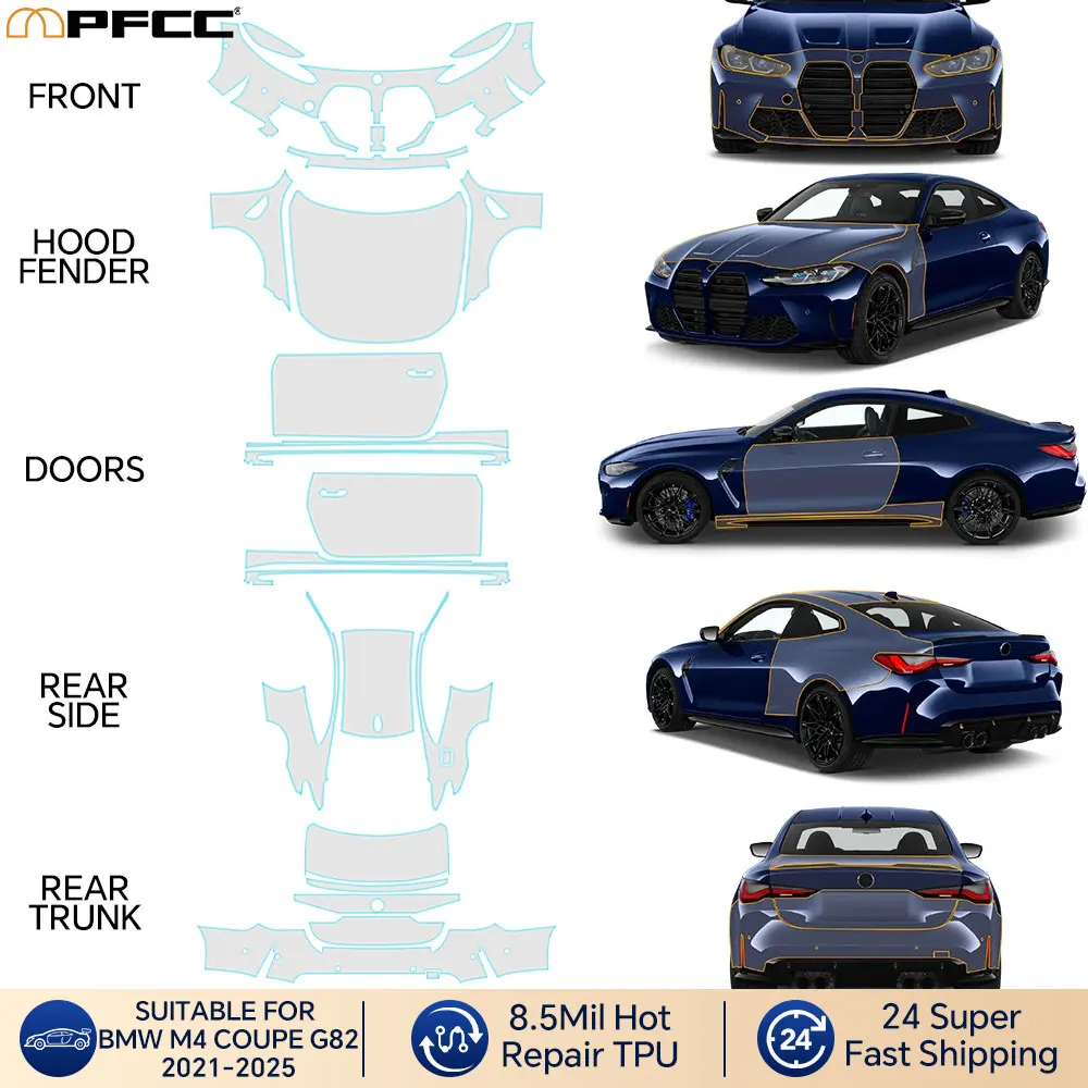 For BMW M4 Coupe G82 2021-2024 TPU Transparent Sticker Body Accessories Styling Pre-Cut Paint Protection Film Car Clear Kit
For BMW M4 Coupe G82 2021-2024 TPU Transparent Sticker Body Accessories Styling Pre-Cut Paint Protection Film Car Clear Kit