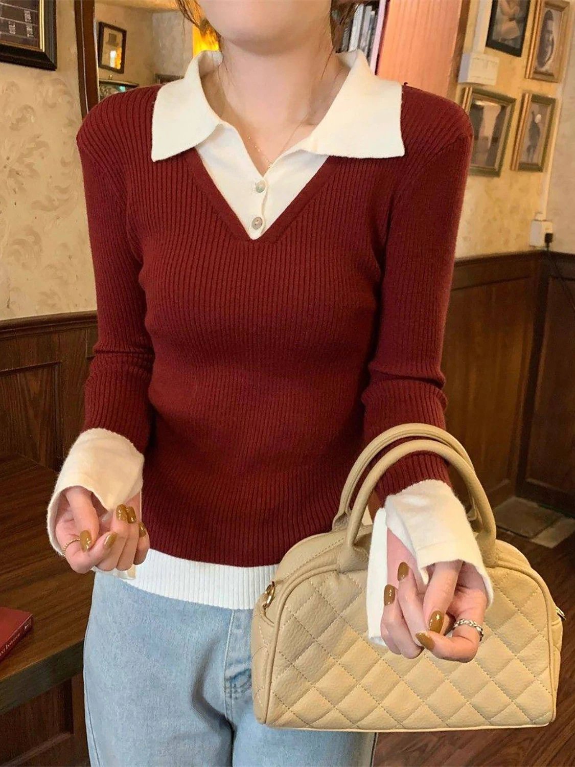 Unique Ne High-End Sweater Autumn Winter Inner Color Blo Fake Two-Piece Knitted Base irt Women's Top French Sle ...
Unique Ne High-End Sweater Autumn Winter Inner Color Blo Fake Two-Piece Knitted Base irt Women's Top French Sle ...