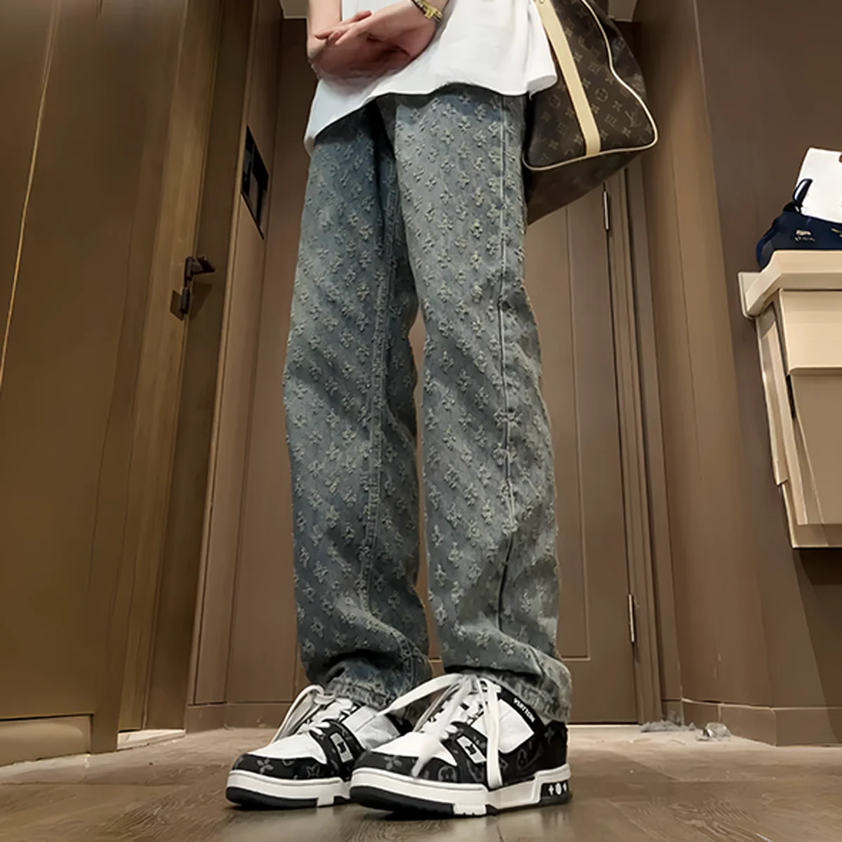 Ретро-джинсы унисекс с цветочным принтом в американском стиле, прямые, свободные, класса люкс, длинные брюки, осень 2025, повседневные, винтажные, деним
Ретро-джинсы унисекс с цветочным принтом в американском стиле, прямые, свободные, класса люкс, длинные брюки, осень 2025, повседневные, винтажные, деним