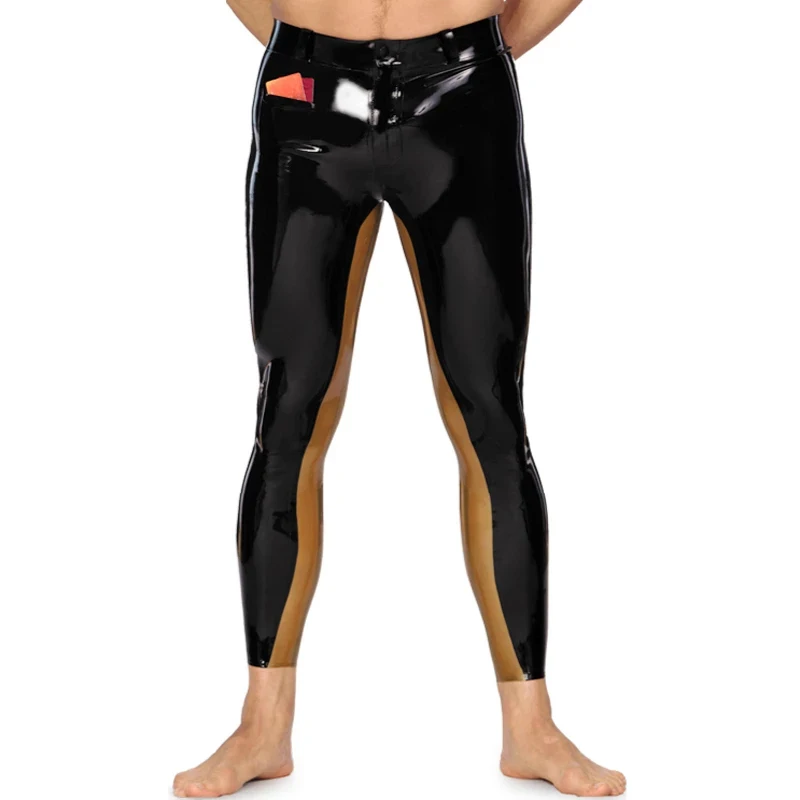 Sexy Latex Pants Black and Gold with 2 Small Pockets Rubber Leggings Trousers Bottoms Jeans for Men
Sexy Latex Pants Black and Gold with 2 Small Pockets Rubber Leggings Trousers Bottoms Jeans for Men