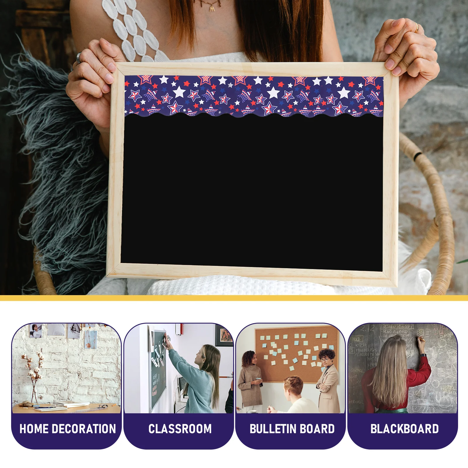 1 Roll Five- Border Sticker Decorative Blackboard Paper Cartoon Pattern Bulletin Board Trim Removable Classroom
1 Roll Five- Border Sticker Decorative Blackboard Paper Cartoon Pattern Bulletin Board Trim Removable Classroom