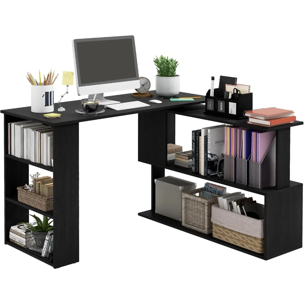 L Shaped Desk, Corner Computer Desk, 360 Degree Rotating Home Office Desk with Storage Shelves, Writing Table Workstation, Blac
L Shaped Desk, Corner Computer Desk, 360 Degree Rotating Home Office Desk with Storage Shelves, Writing Table Workstation, Blac