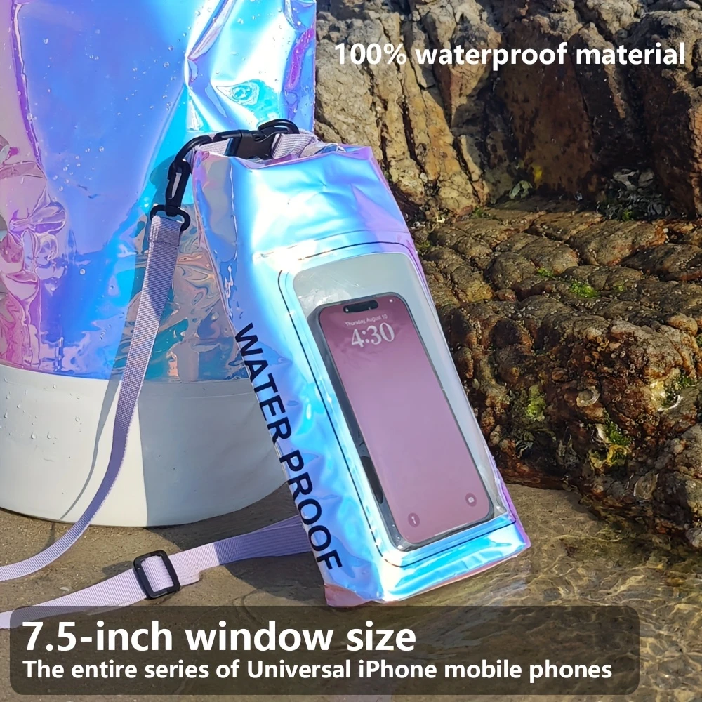 Multi-Use Holographic Waterproof Dry Bag Touchscreen Window Cross body Bag for Beach Pool Kayaking & Outdoor Activities
Multi-Use Holographic Waterproof Dry Bag Touchscreen Window Cross body Bag for Beach Pool Kayaking & Outdoor Activities