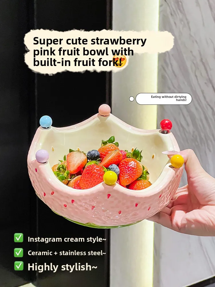 Creative Ceramic Strawberry Fruit Plate Cute Living Room Tea Table Home Use Salad Bowl High Aesthetic Value Fruit Basket
Creative Ceramic Strawberry Fruit Plate Cute Living Room Tea Table Home Use Salad Bowl High Aesthetic Value Fruit Basket