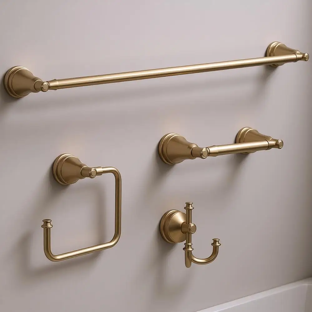 Набор аксессуаров для ванной комнаты из 4 предметов цвета шампанского бронзы: 18-дюймовая вешалка для полотенец, держатель для салфеток, держатель для полотенец для рук, крючки.
Набор аксессуаров для ванной комнаты из 4 предметов цвета шампанского бронзы: 18-дюймовая вешалка для полотенец, держатель для салфеток, держатель для полотенец для рук, крючки.