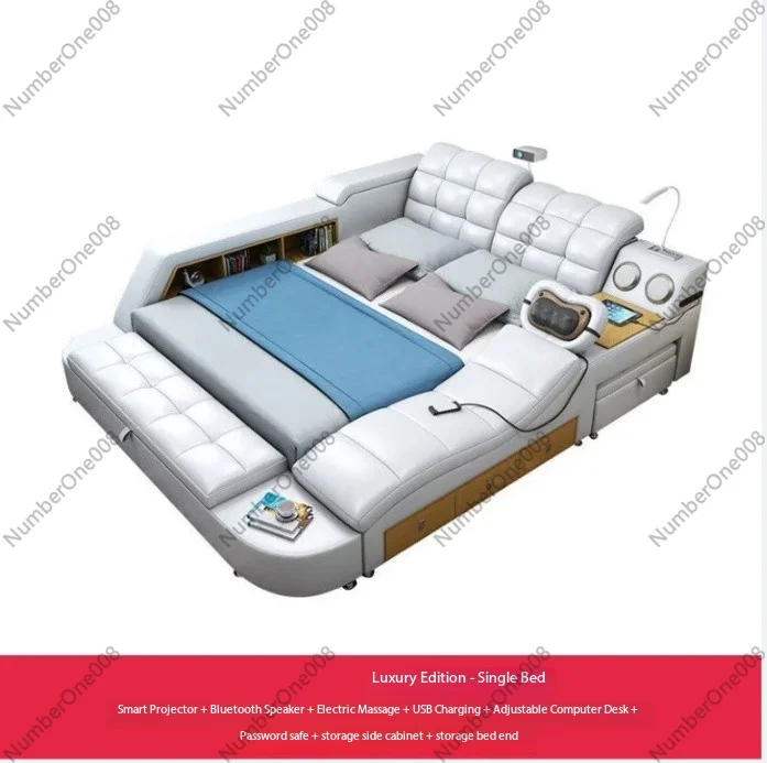 Multifunctional Smart Leather Bed with Massage Projector Tatami Storage, Upholstered Platform Bed Frame 1.8m King Size
Multifunctional Smart Leather Bed with Massage Projector Tatami Storage, Upholstered Platform Bed Frame 1.8m King Size