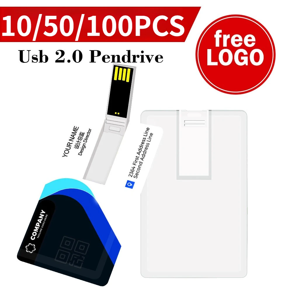 10/50/100Pcs Credit Card Model USB Flash Drive 16GB Memory Card 32GB 64GB Pendrive USB stick Pen Drive Free Custom Logo
10/50/100Pcs Credit Card Model USB Flash Drive 16GB Memory Card 32GB 64GB Pendrive USB stick Pen Drive Free Custom Logo