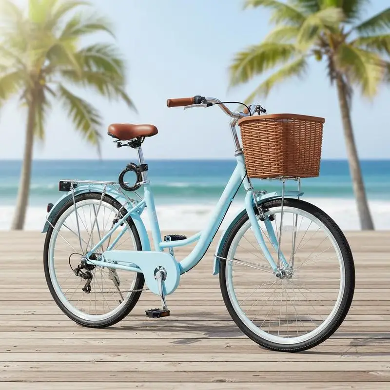 Cruiser Bike, 1-Speed, 26-Inch Light Blue Beach Cruiser Bike with Large Capacity Basket and Rear Rack, Secure & Sturdy Cruiser Bike with Adjustable Seat, Fits for Cycling, Exercise & Shopping
Cruiser Bike, 1-Speed, 26-Inch Light Blue Beach Cruiser Bike with Large Capacity Basket and Rear Rack, Secure & Sturdy Cruiser Bike with Adjustable Seat, Fits for Cycling, Exercise & Shopping