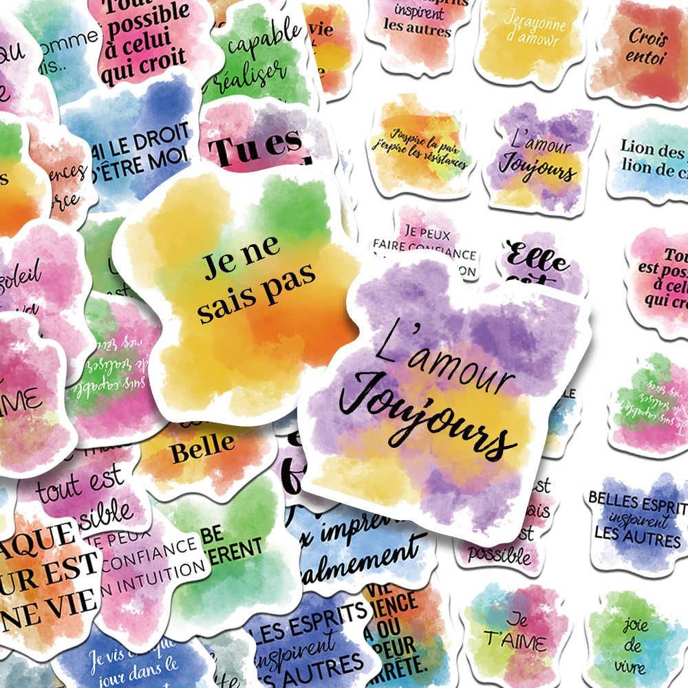 50pcs French Inspirational Watercolor Stickers Decals For Phone Laptop Suitcase Scrapbook DIY Aesthetic Stickers Creative Gifts
50pcs French Inspirational Watercolor Stickers Decals For Phone Laptop Suitcase Scrapbook DIY Aesthetic Stickers Creative Gifts
