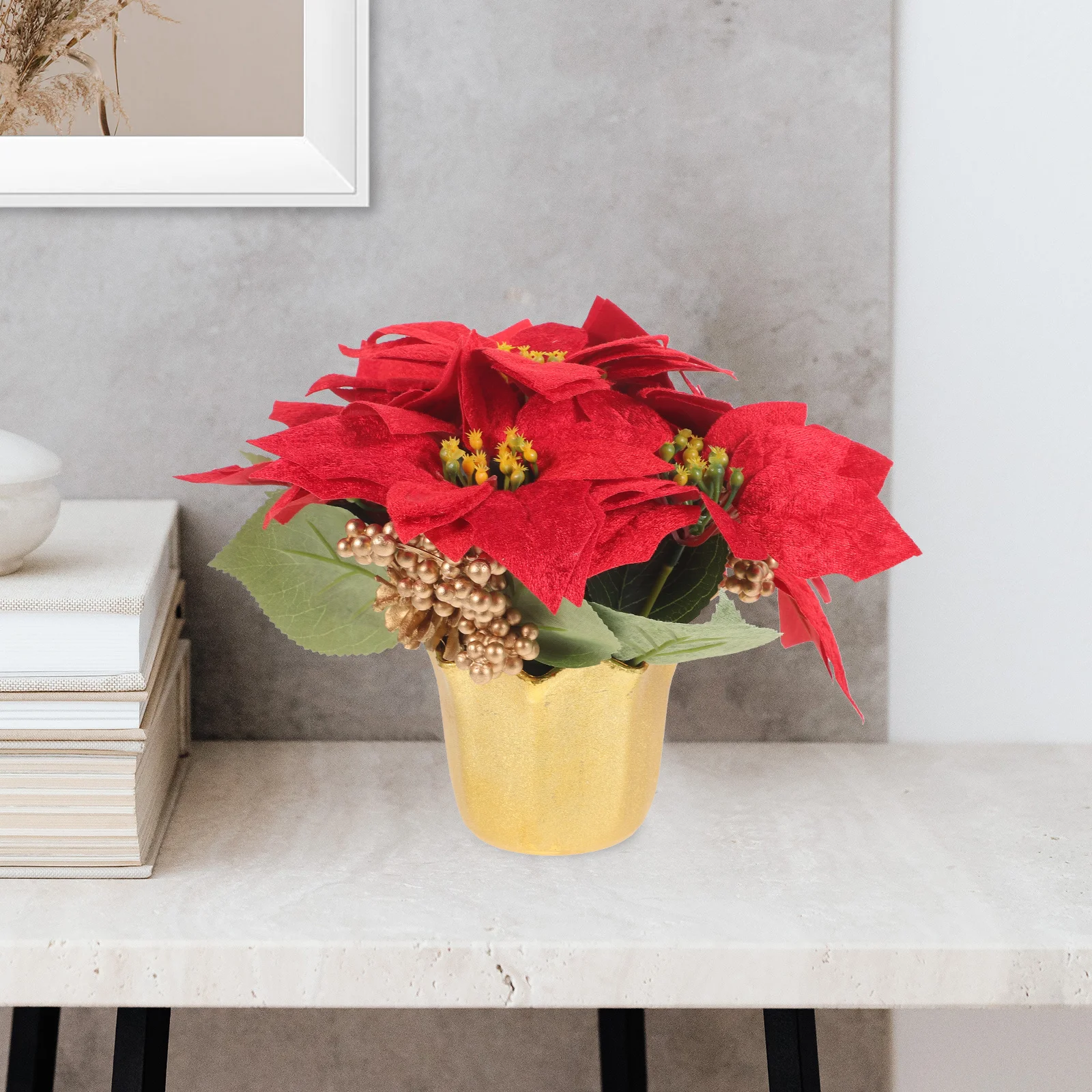 Christmas Potted Decoration Realistic Simulation Red Flower Pot Desktop Ornament Artificial Plant Xmas Decor Festival Party
Christmas Potted Decoration Realistic Simulation Red Flower Pot Desktop Ornament Artificial Plant Xmas Decor Festival Party