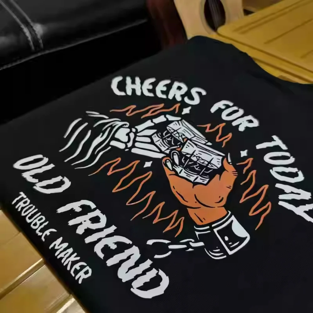 Summer 2025 fashion new style Cheers Friends Hell Spirit Motorcycle Tough Guy American Retro Print short-sleeved Men's T-shirt
Summer 2025 fashion new style Cheers Friends Hell Spirit Motorcycle Tough Guy American Retro Print short-sleeved Men's T-shirt