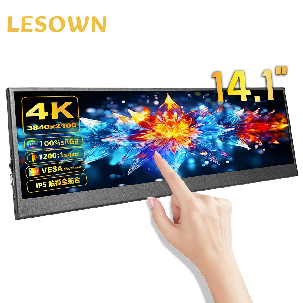Портативный монитор LESOWN, 14,1-дюймовый удлиненный дисплей 4K, 3840x1100, HDMI USB-C, расширенный компьютерный монитор для ноутбука, коммутатора PS5 
Портативный монитор LESOWN, 14,1-дюймовый удлиненный дисплей 4K, 3840x1100, HDMI USB-C, расширенный компьютерный монитор для ноутбука, коммутатора PS5