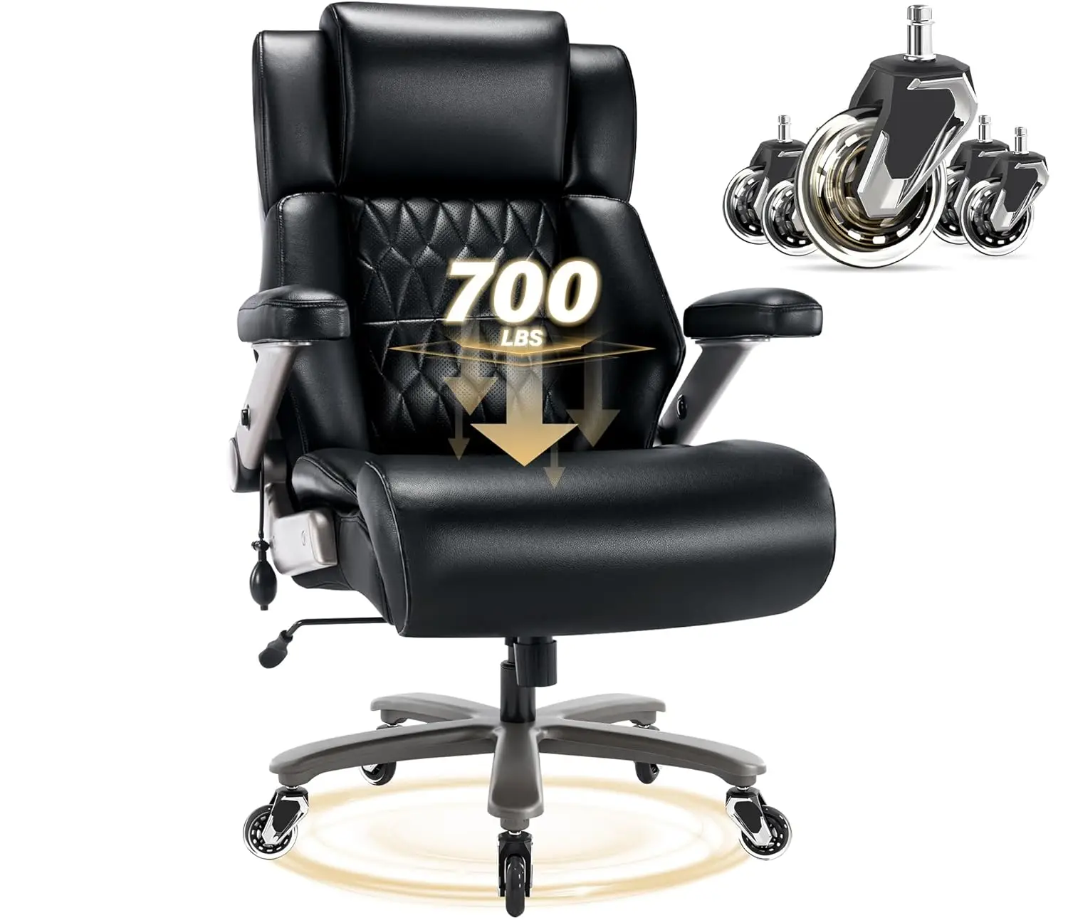 Big and Tall 700lbs Office Chair - Adjustable Lumbar Support 3D Flip Arms Heavy Duty Metal Base&Wheels, High Back, Customized
Big and Tall 700lbs Office Chair - Adjustable Lumbar Support 3D Flip Arms Heavy Duty Metal Base&Wheels, High Back, Customized