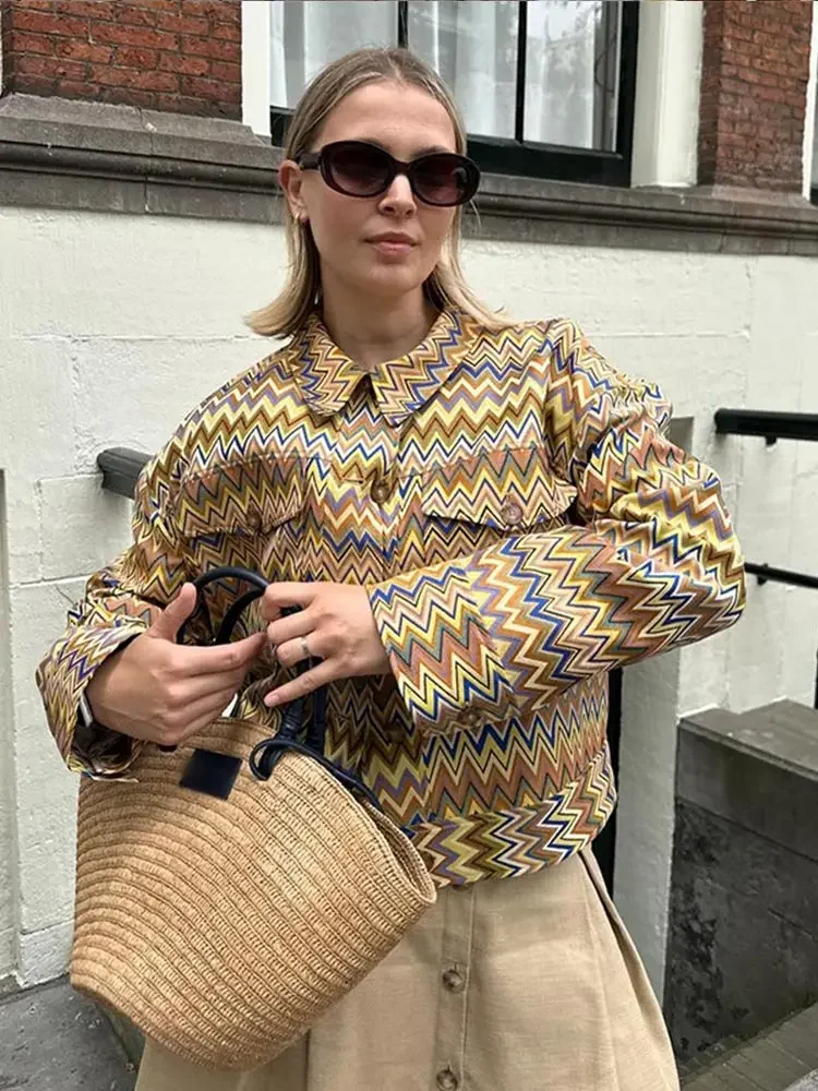 Women Vintage Printed Single Breasted Loose Short Jacket Chic Lapel Long Sleeves Cropped Coats Autumn Lady Commuting Outerwear
Women Vintage Printed Single Breasted Loose Short Jacket Chic Lapel Long Sleeves Cropped Coats Autumn Lady Commuting Outerwear