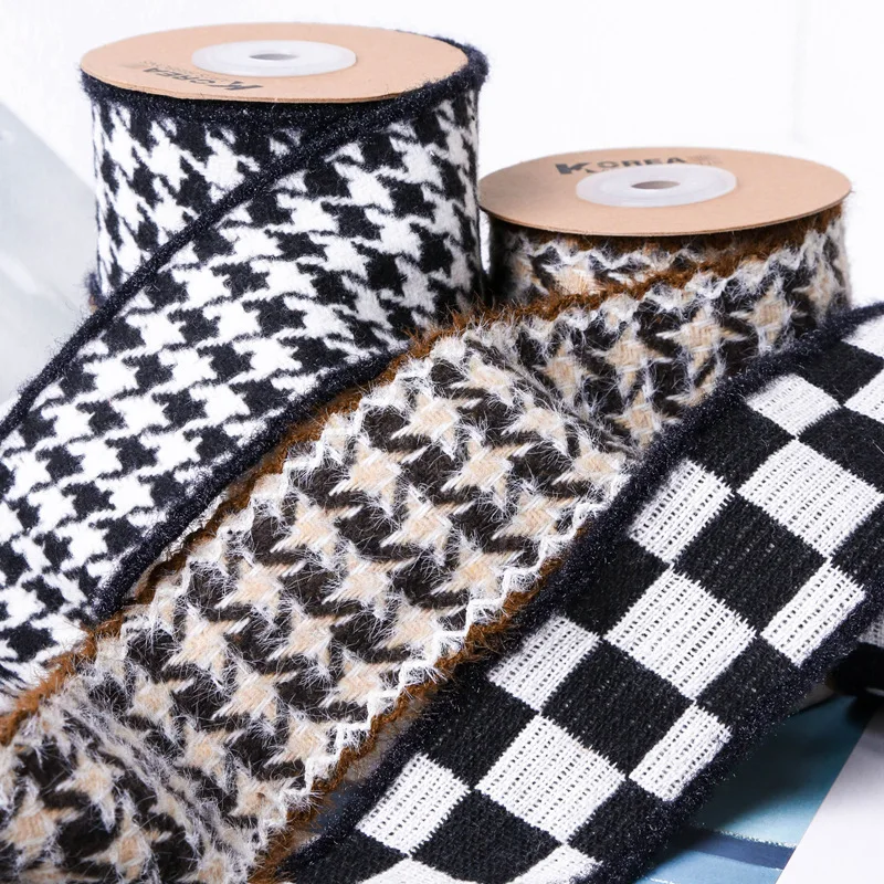 5CM Woollen Velvet Plaid Houndstooth Knitted Ribbon Black White 50Yards DIY Make Bow Handmade Material Hair Accessories Tape
5CM Woollen Velvet Plaid Houndstooth Knitted Ribbon Black White 50Yards DIY Make Bow Handmade Material Hair Accessories Tape