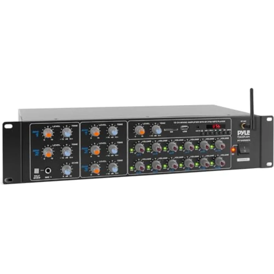 Wireless Bluetooth power amplifier for multi-zone audio applications, aluminum alloy body, black color, 6000W max output with U
Wireless Bluetooth power amplifier for multi-zone audio applications, aluminum alloy body, black color, 6000W max output with U