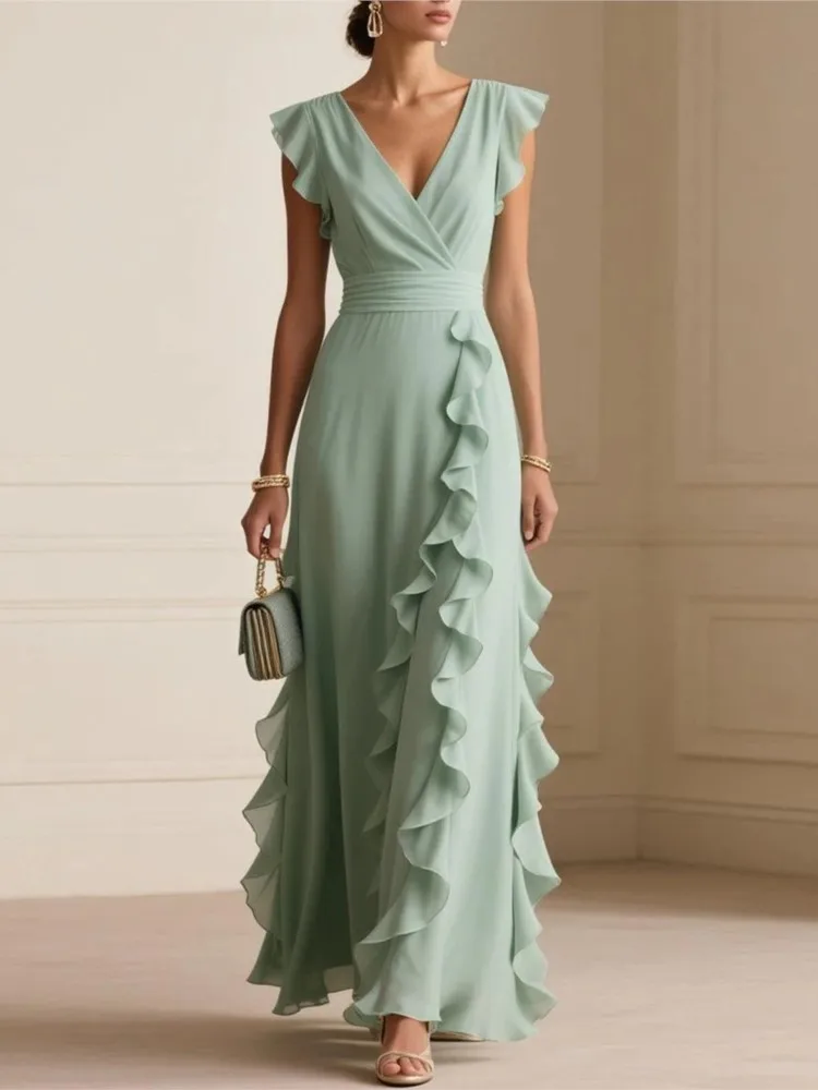 Party Prom Dress For Female Summer Fashion V-neck Elegance Pleated Splicing High Waist Dresses Lady Foreign Style Green Vestidos
Party Prom Dress For Female Summer Fashion V-neck Elegance Pleated Splicing High Waist Dresses Lady Foreign Style Green Vestidos
