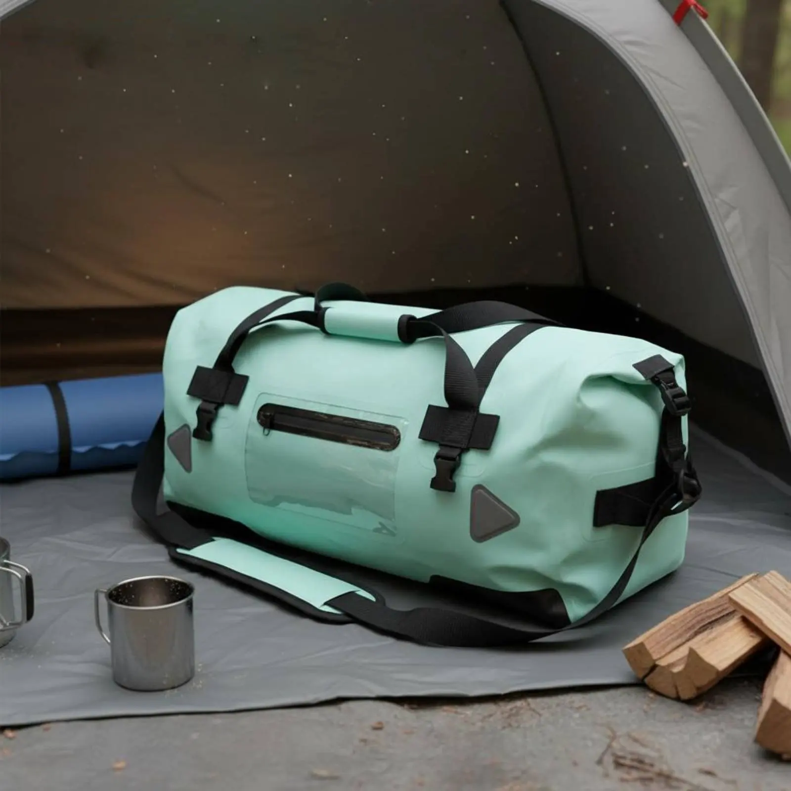 PVC Outdoor Gear Bag Versatile Waterproof Duffel Bag Sturdy Duty Reflective Strips for Anglers, Fishing
PVC Outdoor Gear Bag Versatile Waterproof Duffel Bag Sturdy Duty Reflective Strips for Anglers, Fishing