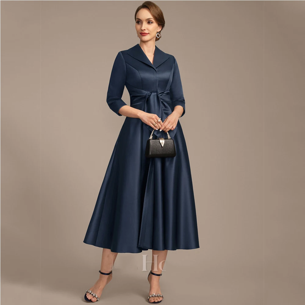 Simple Navy Blue Mother of the Bride Dresses A Line Wedding Party Gowns Zipper Back Beach 3/4 Sleeve Summer Vestido De 2025 New
Simple Navy Blue Mother of the Bride Dresses A Line Wedding Party Gowns Zipper Back Beach 3/4 Sleeve Summer Vestido De 2025 New