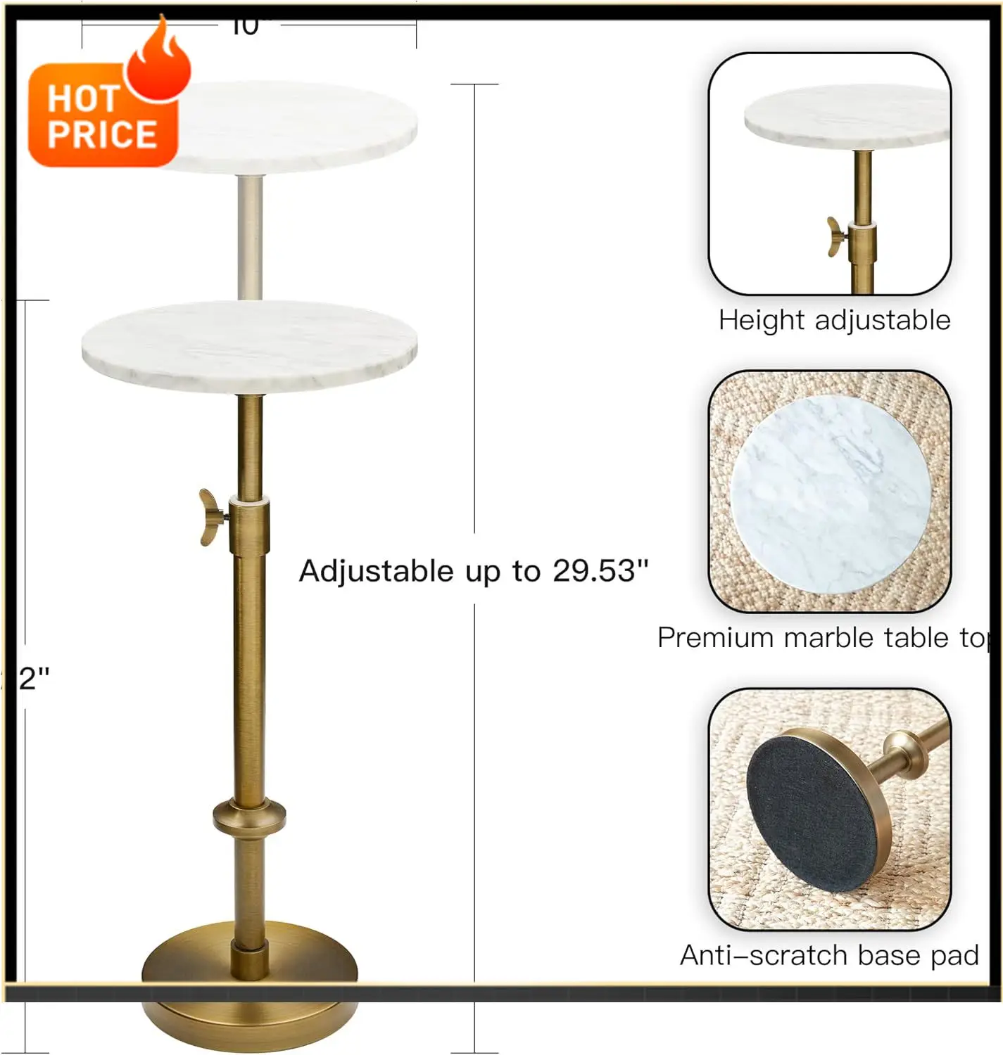 Sale priceAdjustable-Height Marble Drink Table - 10x10x22-30, White Marble & Antique Brass, Modern Round End Table, Side Table w
Sale priceAdjustable-Height Marble Drink Table - 10x10x22-30, White Marble & Antique Brass, Modern Round End Table, Side Table w