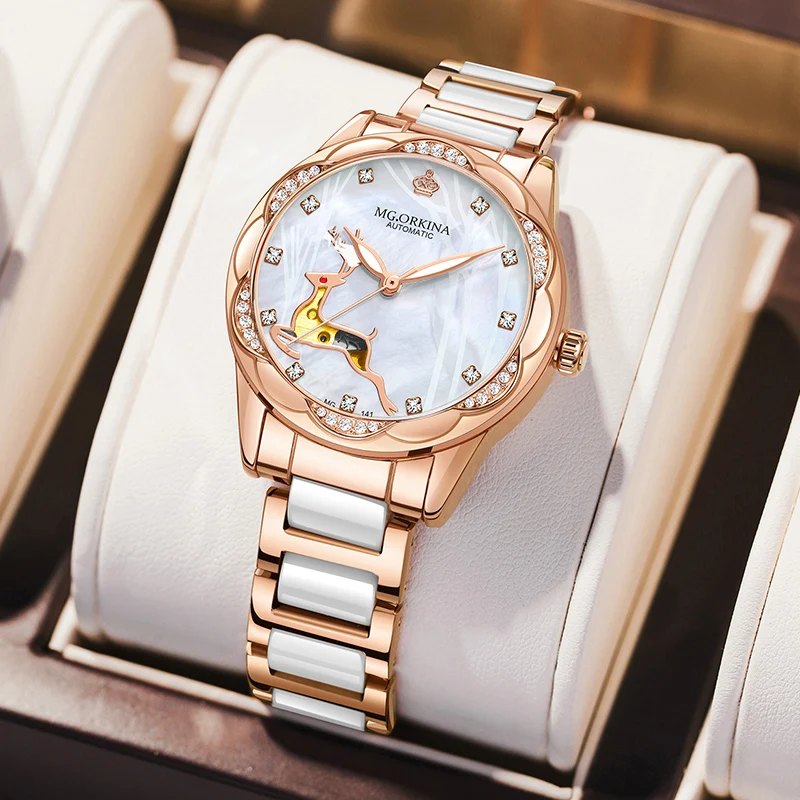 Fashion Mechanical Watches for Ladies Watch Ceramic Stainless Steel Waterproof Luxury Watch Rose Gold Womens Watches Reloj Mujer
Fashion Mechanical Watches for Ladies Watch Ceramic Stainless Steel Waterproof Luxury Watch Rose Gold Womens Watches Reloj Mujer
