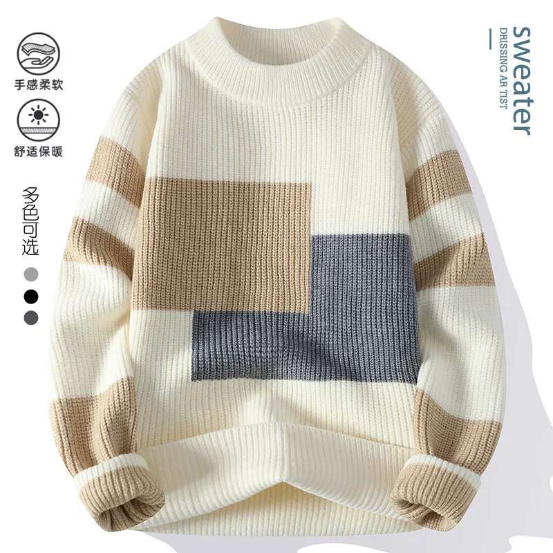 2025 Autumn/Winter Casual Men's Splicing Round Neck Sweater Half High Neck Thick Solid Color Knitted Sweater
2025 Autumn/Winter Casual Men's Splicing Round Neck Sweater Half High Neck Thick Solid Color Knitted Sweater