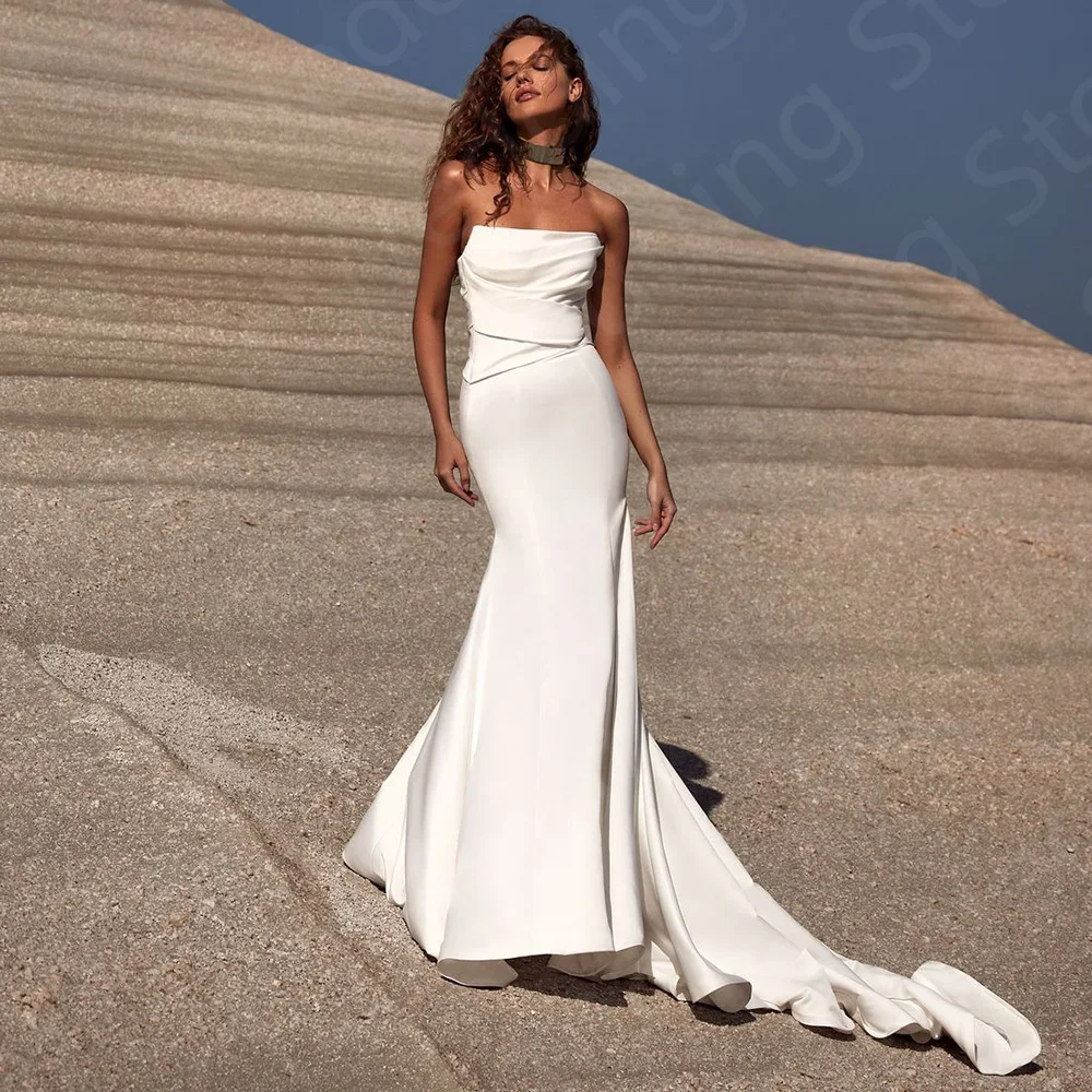 Modern White Wedding Dresses Mermaid 2024 Bridal Gowns Strapless Simple Wedding Gowns Sleeveless Robe de mariée Back Out
Modern White Wedding Dresses Mermaid 2024 Bridal Gowns Strapless Simple Wedding Gowns Sleeveless Robe de mariée Back Out
