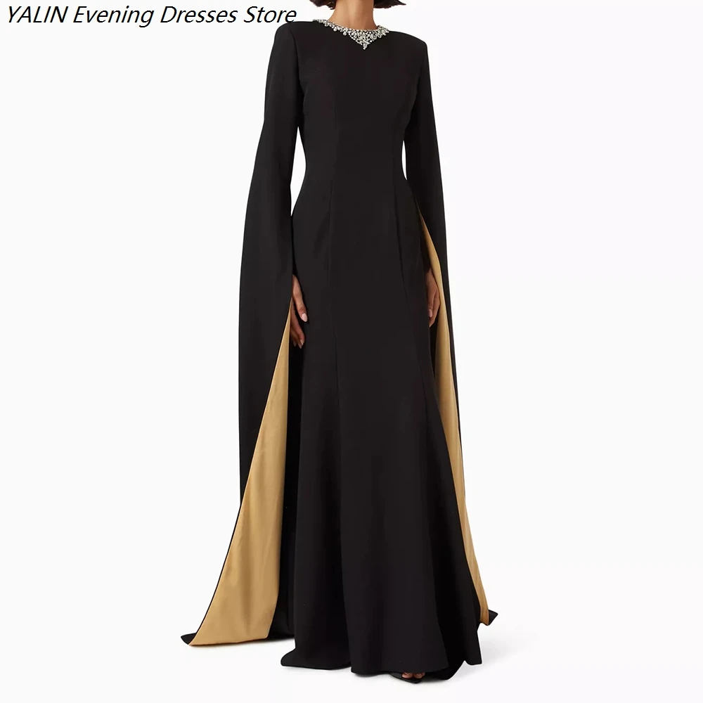 Women's A-line Evening Dresses Floor-length O-neck Full Sleeve Prom Dresses Fashion Crystal Simple Draped Customized Gowns
Women's A-line Evening Dresses Floor-length O-neck Full Sleeve Prom Dresses Fashion Crystal Simple Draped Customized Gowns