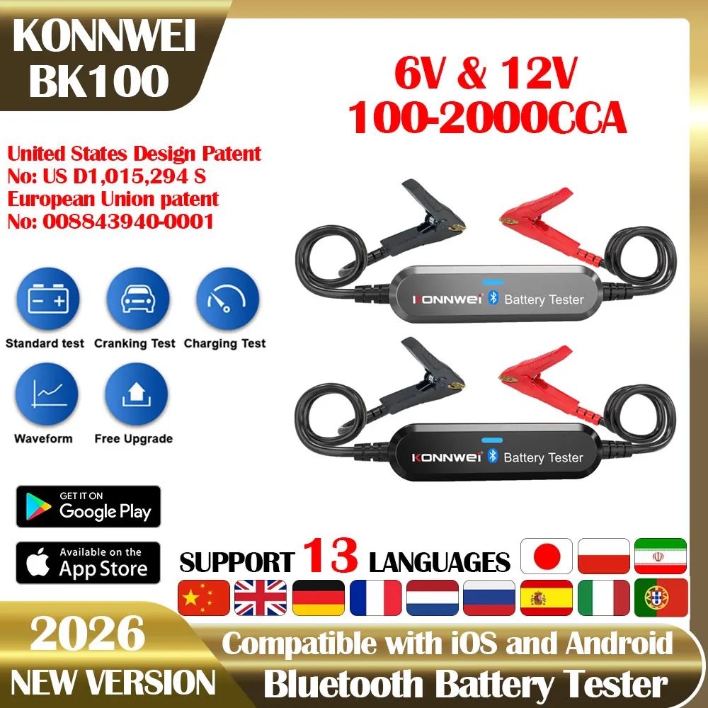 Новый KONNWEI BK100 Bluetooth 5,0 автомобильный тестер аккумулятора для мотоцикла 6 В 12 В монитор аккумулятора 100-2000 CCA зарядка инструмент для тестирования разряда
Новый KONNWEI BK100 Bluetooth 5,0 автомобильный тестер аккумулятора для мотоцикла 6 В 12 В монитор аккумулятора 100-2000 CCA зарядка инструмент для тестирования разряда