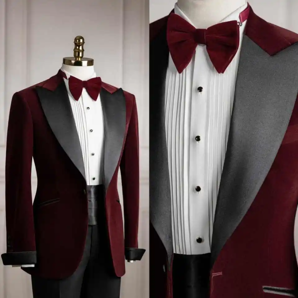 Elegant Velvet Mens Suits 2 Pieces Blazers Pant Peaked Lapel Single Breasted Formal Occasion Wedding Banquet Customized
Elegant Velvet Mens Suits 2 Pieces Blazers Pant Peaked Lapel Single Breasted Formal Occasion Wedding Banquet Customized
