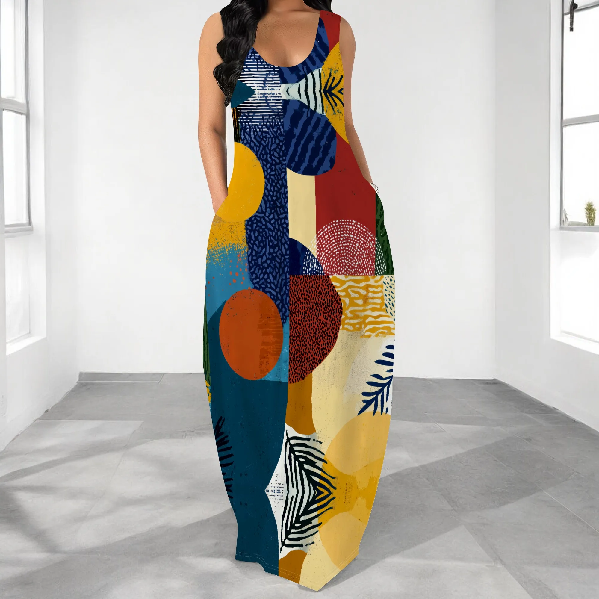 Women's Boho Abstract Print Maxi Dress Sleeveless Loose Dress with Pockets for Casual Vacation Beach Wear S-3XL
Women's Boho Abstract Print Maxi Dress Sleeveless Loose Dress with Pockets for Casual Vacation Beach Wear S-3XL