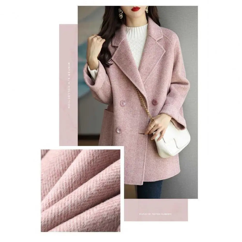Women Loose Fit Coat Elegant Women's Winter Woolen Coat with Turn-down Collar Double-breasted Design for Office for Formal
Women Loose Fit Coat Elegant Women's Winter Woolen Coat with Turn-down Collar Double-breasted Design for Office for Formal