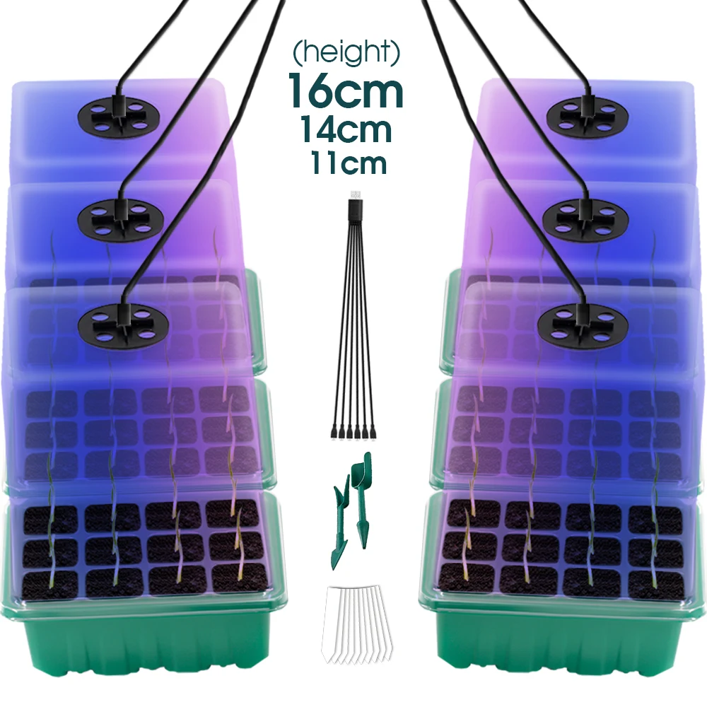 Красный, синий светодиодный светильник 2-в-1, коробка для проращивания семян с прозрачной крышкой, стартовые лотки для рассады, комнатные детские растения, 3 высота
Красный, синий светодиодный светильник 2-в-1, коробка для проращивания семян с прозрачной крышкой, стартовые лотки для рассады, комнатные детские растения, 3 высота