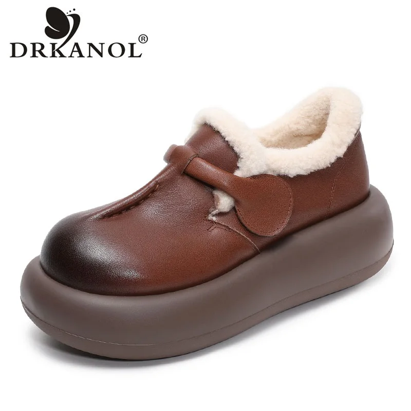 DRKANOL/женская обувь ручной работы в стиле ретро из натуральной коровьей кожи, зимние теплые плюшевые лоферы, обувь на танкетке и платформе, увеличивающая рост
DRKANOL/женская обувь ручной работы в стиле ретро из натуральной коровьей кожи, зимние теплые плюшевые лоферы, обувь на танкетке и платформе, увеличивающая рост