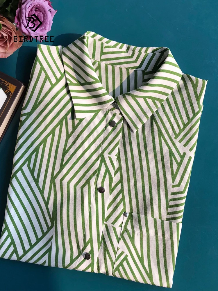 BirdTree-17MM 100% Silk Elegant Shirt, Women Short Sleeve Irregular Stripes, French Lace-up Loose Blouse, 2025 Spring T4D524CC
BirdTree-17MM 100% Silk Elegant Shirt, Women Short Sleeve Irregular Stripes, French Lace-up Loose Blouse, 2025 Spring T4D524CC