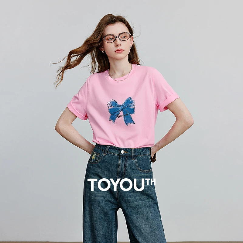 TOYOUTH женская футболка с коротким рукавом, новинка лета 2025, хлопковая повседневная универсальная футболка с бантом и принтом 8521120
TOYOUTH женская футболка с коротким рукавом, новинка лета 2025, хлопковая повседневная универсальная футболка с бантом и принтом 8521120