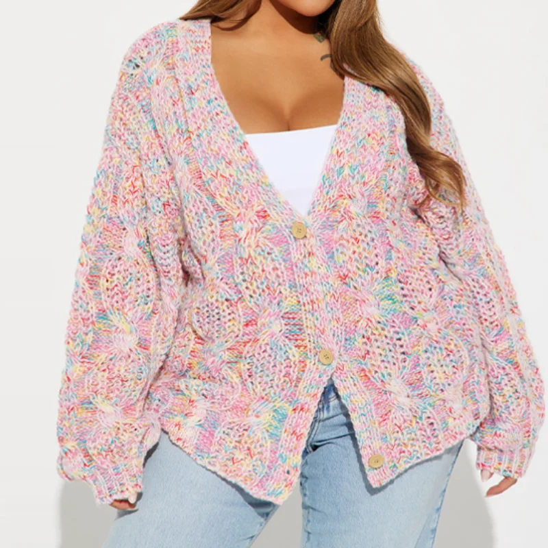 Женский модный красочный вязаный кардиган с цветочным принтом, свободный свитер с v-образным вырезом и длинными рукавами, модный осенне-зимний топ 2025 года, новая женская верхняя одежда
Женский модный красочный вязаный кардиган с цветочным принтом, свободный свитер с v-образным вырезом и длинными рукавами, модный осенне-зимний топ 2025 года, новая женская верхняя одежда