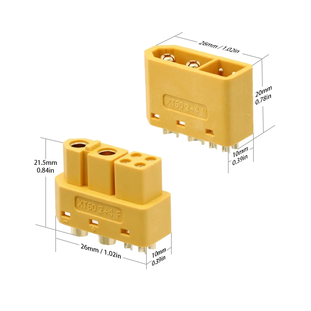 5 pairs Amass XT60 (2+4) Male Female Plug with Signal Pin and Sheath Solder Wire Model Accessories
5 pairs Amass XT60 (2+4) Male Female Plug with Signal Pin and Sheath Solder Wire Model Accessories