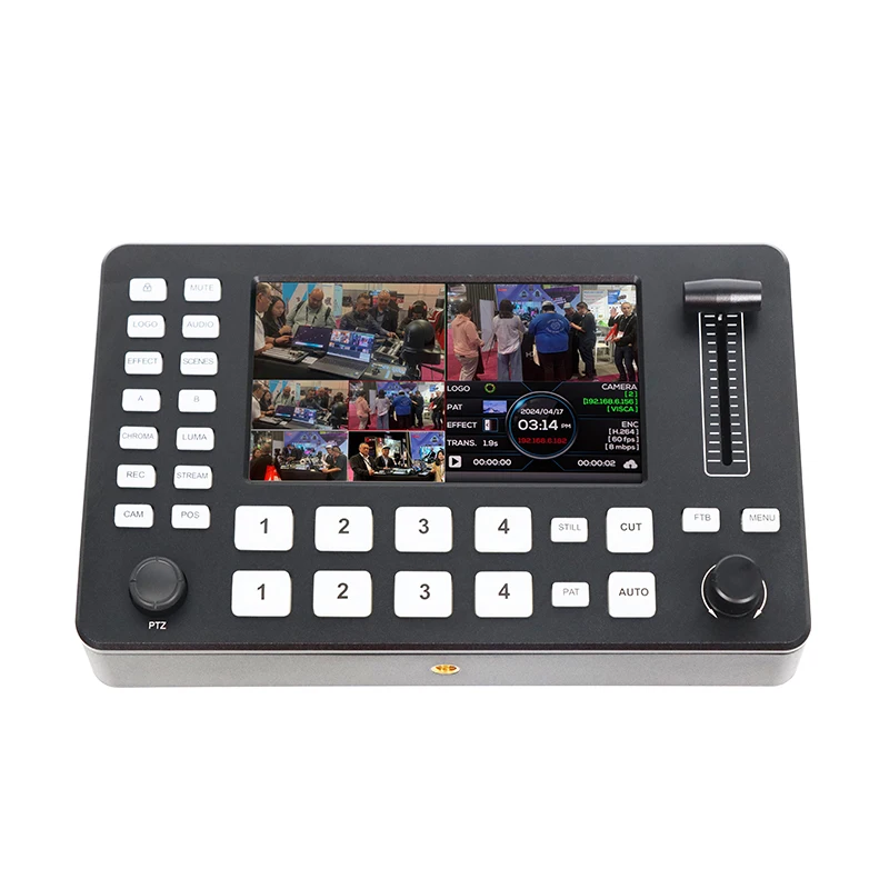 4*HDMI Video Switcher With 5inch Screen Video Mixer With PTZ Control Broadcast Switcher Live Production Mixer For OBS,Vmix
4*HDMI Video Switcher With 5inch Screen Video Mixer With PTZ Control Broadcast Switcher Live Production Mixer For OBS,Vmix