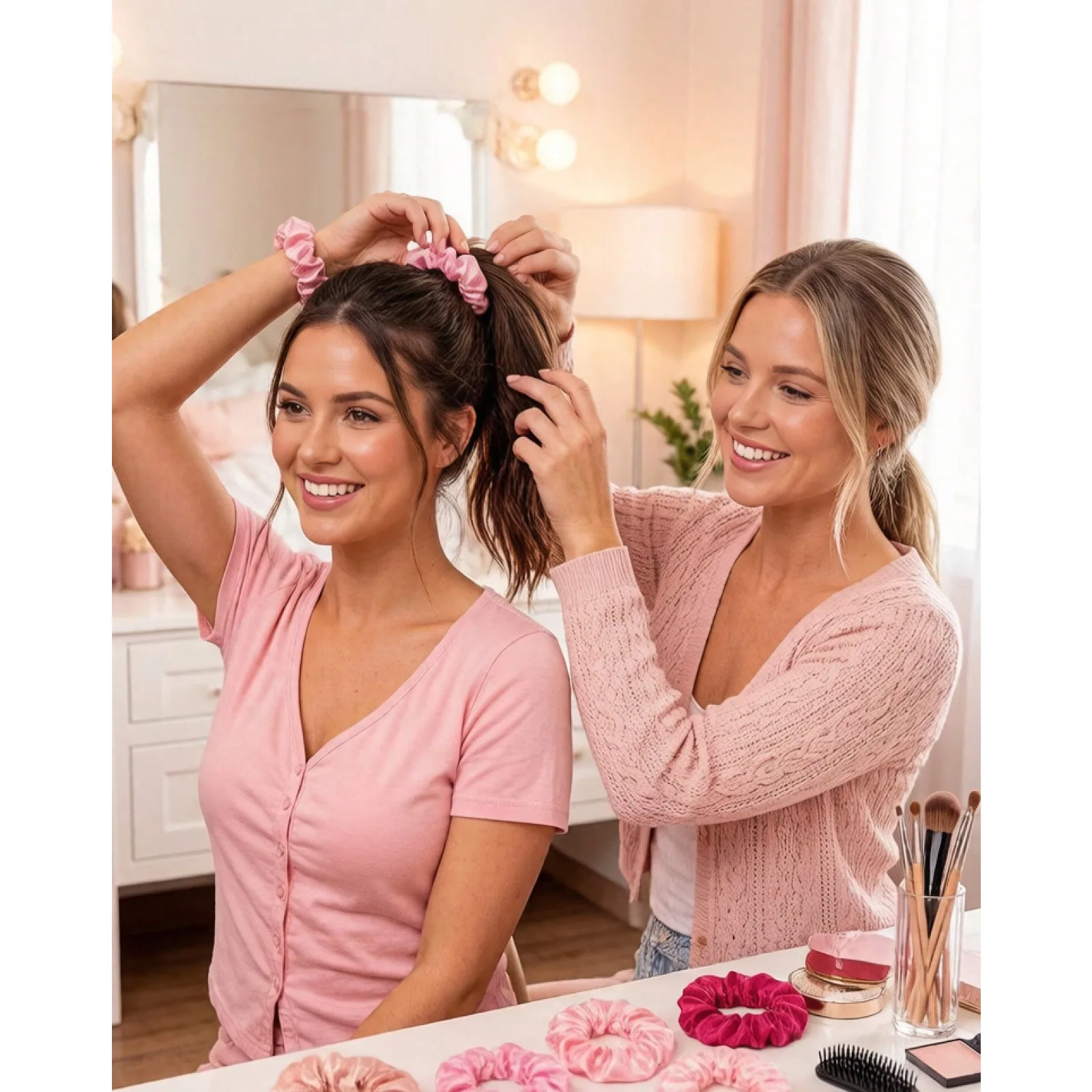 36/24/12/6-Pack Bohemian Elegant Minimalist Shiny Satin Scrunchies/Headbands For Women, Bun Hairbands, Hair Protection , Fashionable Silk-Like Colorful Satin Hair Accessories Set, Ladies Pink Tone Hair Scrunchies Casual Hair Accessories, Suitable For Dail
36/24/12/6-Pack Bohemian Elegant Minimalist Shiny Satin Scrunchies/Headbands For Women, Bun Hairbands, Hair Protection , Fashionable Silk-Like Colorful Satin Hair Accessories Set, Ladies Pink Tone Hair Scrunchies Casual Hair Accessories, Suitable For Dail