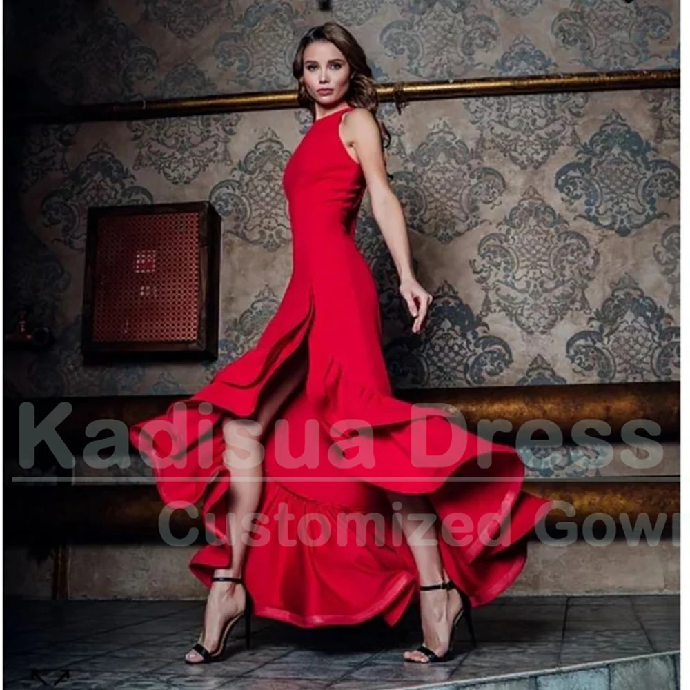 Classic Red Evening Dresses for Women Elegant O-Neck Sleeveless Floor Length Dress Special Occasion Pleat Ruffles Gowns 2025
Classic Red Evening Dresses for Women Elegant O-Neck Sleeveless Floor Length Dress Special Occasion Pleat Ruffles Gowns 2025