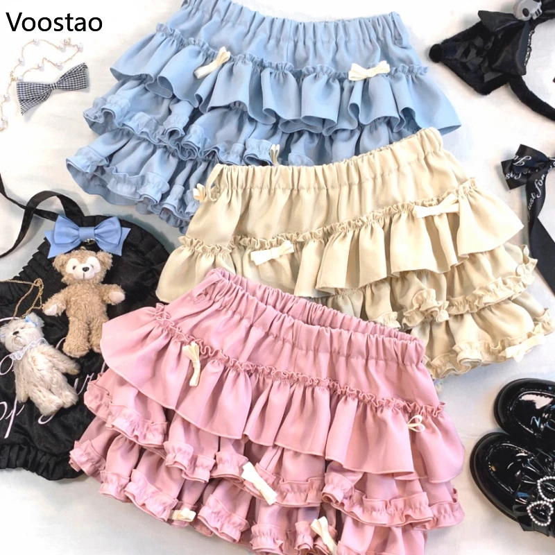 Japanese Vintage Sweet Lolita Cake Skirts Women Harajuku Pantskirt Y2k High Waist Ruffles Lace Shorts Girls Korean Cute Skirt
Japanese Vintage Sweet Lolita Cake Skirts Women Harajuku Pantskirt Y2k High Waist Ruffles Lace Shorts Girls Korean Cute Skirt