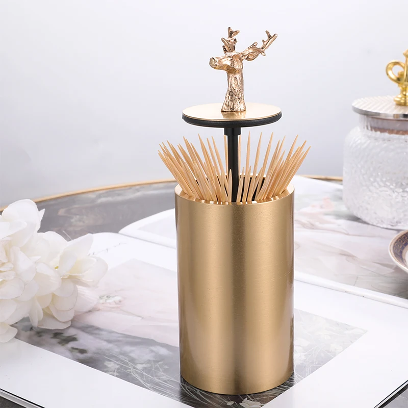 Toothpick Box Light Luxury Brass Fawn Toothpick Box High-grade Push-type Automatic Toothpick Box Canister
Toothpick Box Light Luxury Brass Fawn Toothpick Box High-grade Push-type Automatic Toothpick Box Canister