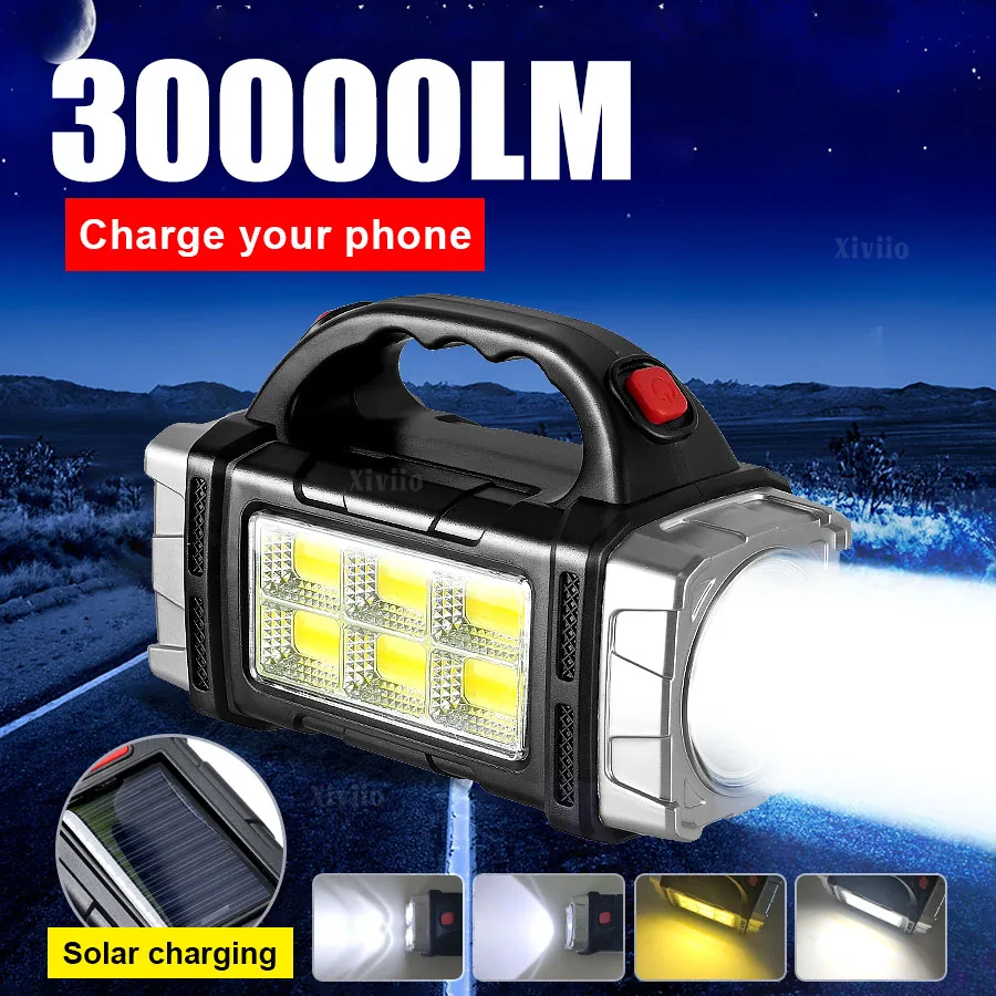 30000LM Solar LED Flashlight High Power Searchlight Camping Lantern Work Light USB Charging Torch Waterproof Portable Hand Lamp
30000LM Solar LED Flashlight High Power Searchlight Camping Lantern Work Light USB Charging Torch Waterproof Portable Hand Lamp