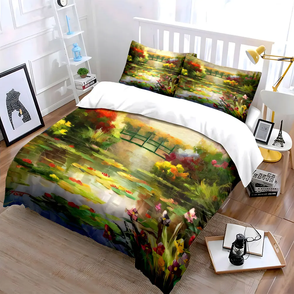 "Tranquil Garden Bridge Art Set" kid's and adults' bedroom decor, Exquisite three-piece bedding set gift
"Tranquil Garden Bridge Art Set" kid's and adults' bedroom decor, Exquisite three-piece bedding set gift