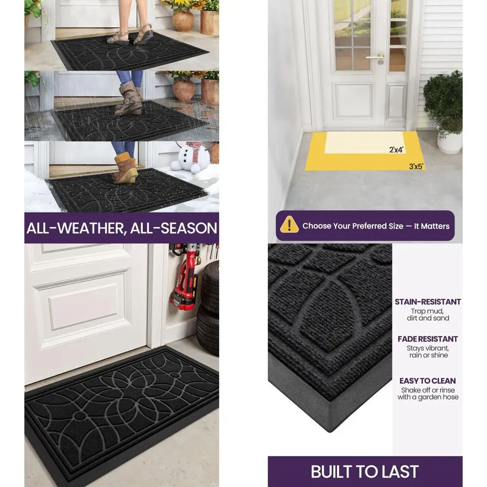 Durable Non-Slip Low Profile Door Mat, 4x2 Feet, Black - Captures Dirt & Moisture for Entrances
Durable Non-Slip Low Profile Door Mat, 4x2 Feet, Black - Captures Dirt & Moisture for Entrances